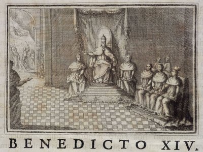 Papež Benedikt XIV. (1740-1758) v „Análech řádu kazatelů“ od Thomas-Mary Mamachi, Řím od Unknown artist