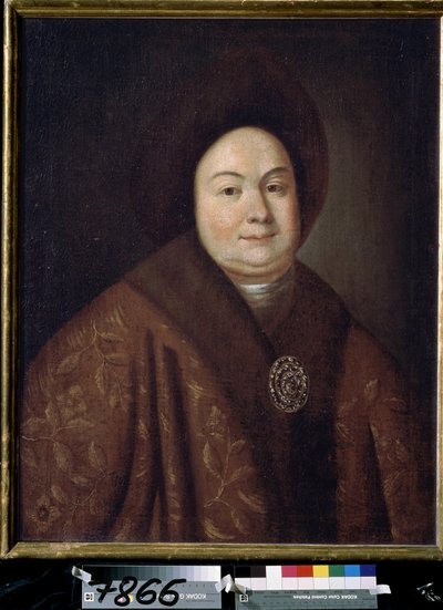 Portrét carevny Eudoxie Fjodorovny Lopukhiny (1669-1731), manželky Petra I. Ruska (Portrét carevny Evdokije Feodorovny Lopukhiny, manželky cara Petra I. Ruska). Anonymní malování. Olej na plátně, 80 x 63 cm, počátek 18. století. Svatý od Unknown artist