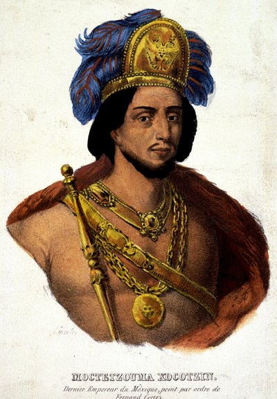 Portrét v bustě Moctezumy (nebo Montezumy), posledního císaře Mexika - nemocný. 19. století našeho letopočtu doc. 16. století. od Unknown artist