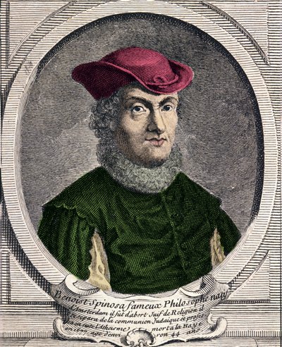 Portrét Barucha Spinozy (1632-1677), holandského filozofa. Také známý jako Bento de Espinosa nebo Benedictus de Spinoza nebo Benoit de Spinoza. Rytina 18. století od Unknown artist