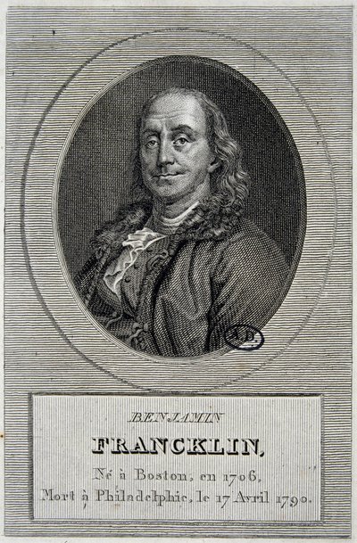 Portrét Benjamina Franklina, amerického politika a fyzika (1706-1790) od Unknown artist