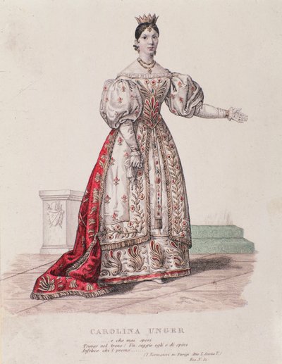 Portrét Caroline Ungher (Unger) vystupující v I Normanni a Parigi (rytina) od Unknown artist