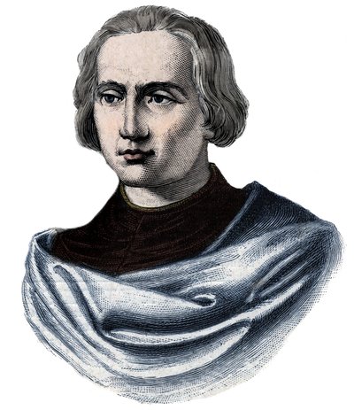Portrét Kryštofa Kolumba (Christopher Columbus, Cristoforo Colombo, Cristobal Colon) (1451-1506) Rytina 19. stol. od Unknown artist