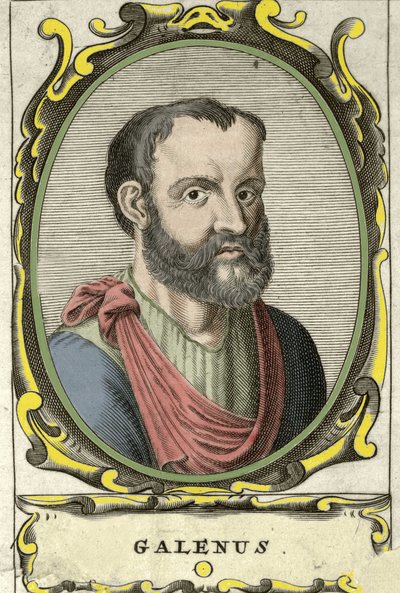 Portrét Clauda Galiena (Claudio Galeno nebo Claudius Galenus nebo Galen, v. 131 - v. 201), řeckého lékaře. 18. století rytina. od Unknown artist