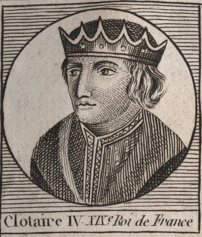 Portrét Clothaire (Clothaire) IV (asi 685-719), krále australských franků v letech 717 až 719 - Chlothar IV (nebo Chlotar) král Franků - rytina z „“Instruction sur l