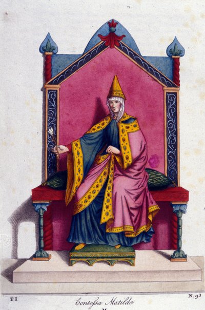 Portrét hraběnky Mathildy z Canossa (nebo hraběnky Mathildy z Toskánska) (1046 - 1115). Rytina 19. století. od Unknown artist