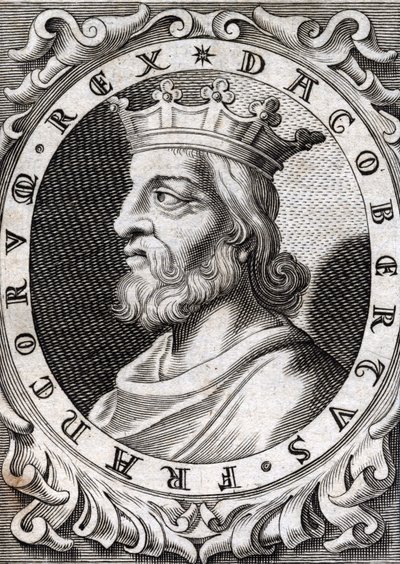 Portrét Dagoberta I. (? - 639), krále Franků, dynastie Merovejců. Rytina 18. století od Unknown artist