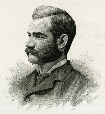 Portrét Danenhowera, druhého poručíka posádky La Jeannette, pro misi na sever. Rytina pro ilustraci „Le voyage de la Jeannette““ od Unknown artist