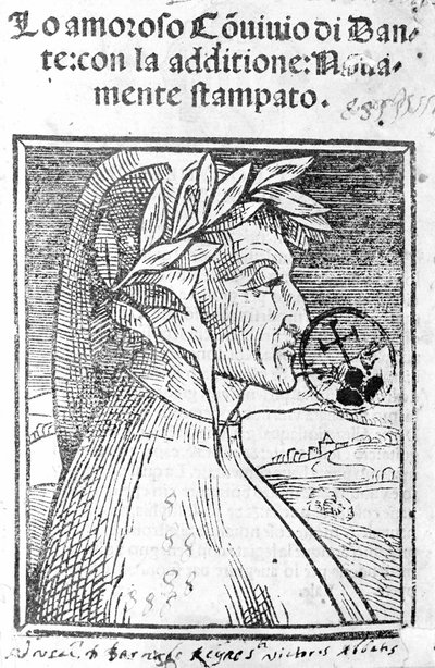 Portrét Dante Alighieri (1265 - 1321), italský básník. Frontispice "" Il Convivio "" od Unknown artist