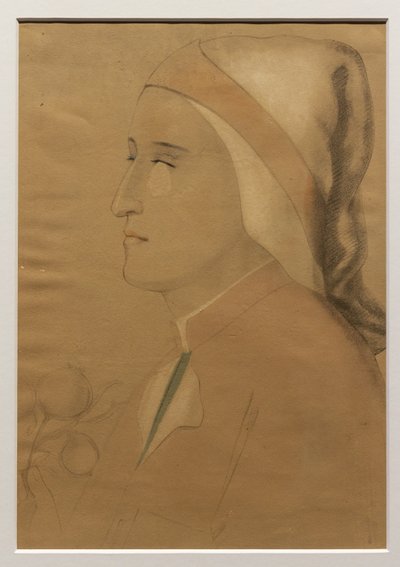 Portrét Danteho podle fresky v kapli Bargello, po roce 1840 (tužka, akvarel a bílá křída na papíře) od Unknown artist
