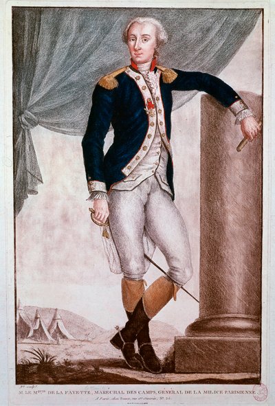 Portrét Gilberta du Motiera, markýze de Lafayette (rytina od Unknown artist