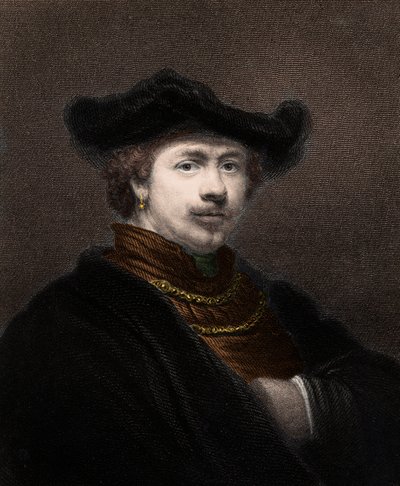 Portrét Harmenszoon van Rijn Rembrandt (1606-1669), holandský malíř - Harmenszoon Van Rijn Rembrandt 1606-1669 - rytina - 19. stol. od Unknown artist