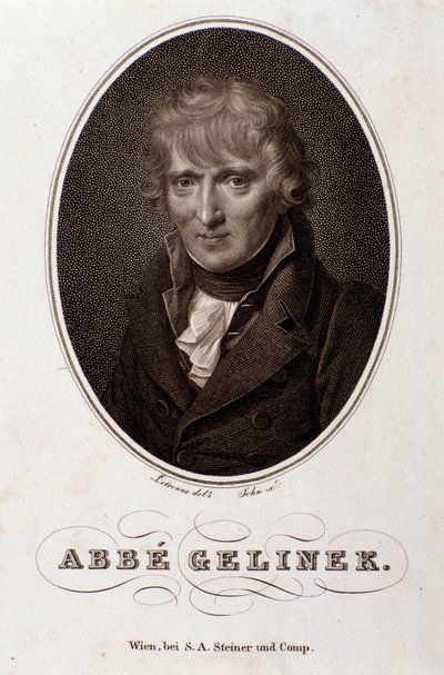 Portrét Josefa Gelínka (Josepha) (1758-1825) rakouského pianisty, skladatele a teologa Rytina. 19. století. Bologna, civilo museo musico od Unknown artist