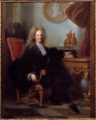 Portrét Julese Hardouina Mansarta (1646-1708), architekta a správce budov krále Ludvíka XIV. Anonymní obraz. 1700 Paříž, dekorativní umění od Unknown artist
