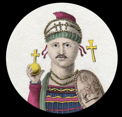 Portrét Justiniána I. (Velikého) (Flavius Petrus Sabbatius Justinianus) (482-565). římský císař Orientu. Rytina 19. století. od Unknown artist