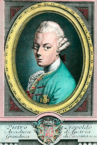 Portrét rakouského velkovévody Leopolda II., toskánského (1747-1792). Rytina soukromé sbírky z 18. století od Unknown artist