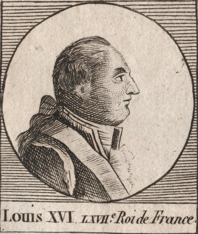 Portrét Ludvíka XVI. (1754-1793), francouzského krále v letech 1774 až 1791, poté francouzského krále v letech 1791 až 1792 - Ludvíka XVI. krále francouzského a navarrského v letech 1774 až 1791, poté francouzského krále v letech 1791 až 1792 - rytina z „I od Unknown artist