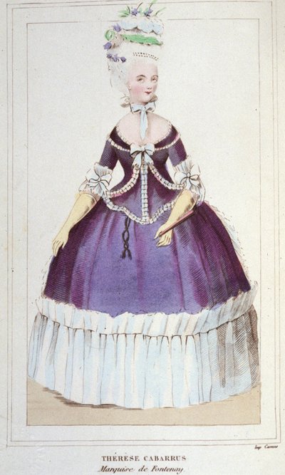 Portrét mademoiselle de Fontenay nebo Teresa (Theresa nebo Terezia) Cabarrus, známá jako Madame Tallien (Talien) (1773-1835), markýza de Fontenay. Rytina 1830 od Unknown artist