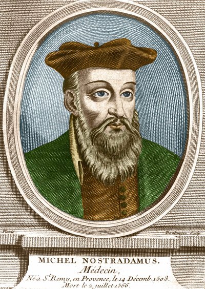 Portrét Michela Nostradama, lékaře, ne à Saint Remy de Provence (Saint-Remy-de-Provence) dne 14.12.1503 a zemřel 2.7.1566. Rytina 19. století. od Unknown artist