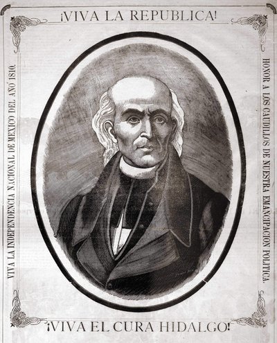 Portrét Miguela Hidalga y Costilla (1753 - 1811), mexického kněze (v roce 1810 vyhlásil nezávislost své země). Rytina zhotovená k jeho poctě na konci 19. století. od Unknown artist