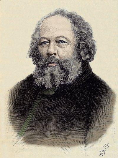 Portrét Michaila Aleksandroviče Bakunina (Bakunina) (1814-1876), ruského anarchisty. od Unknown artist