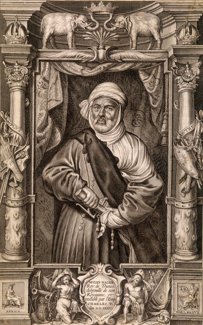 Portrét Muleyho Hazena (maurského krále), krále Thunes zbaveného svého království a restaurovaného císařem Karlem V., Tunisko 1535. od Unknown artist