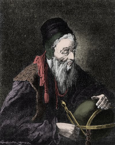 Portrét Nostradama, Michel de Notre Dame (1503-1566) francouzský astrolog a lékař - rytina 19. od Unknown artist