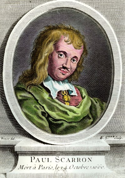Portrét Paula Scarrona (1610-1660), francouzského spisovatele. Rytina 17. století. Soukromá sbírka. od Unknown artist
