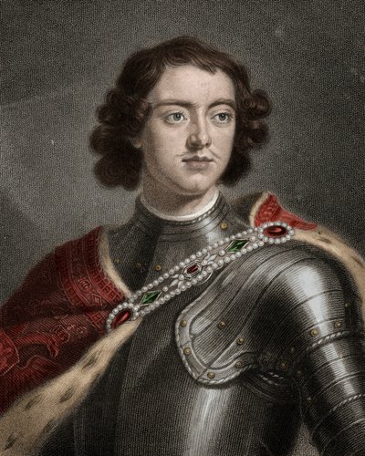 Portrét Petra I. Velikého (1672-1725) ruského cara - Petr Veliký nebo Petr I. 1672-1725 - rytina - 19. stol. od Unknown artist