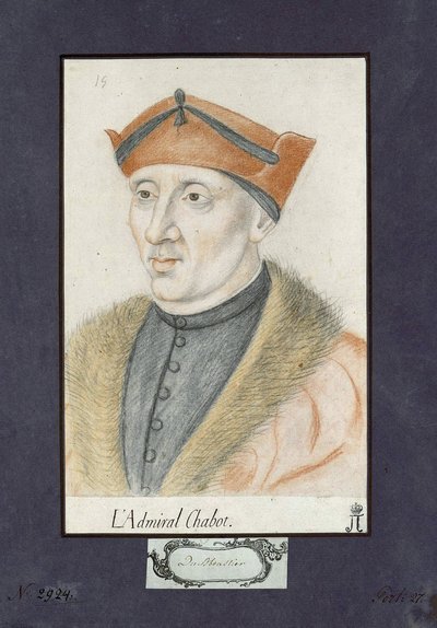 Portrét Philippe de Chabot (1492-1543), admirál Francie, Anonym. Barevné tužky na papíře, rozměr : 28x19, cca 1530, State Ermitage, St. Petersburg od Unknown artist
