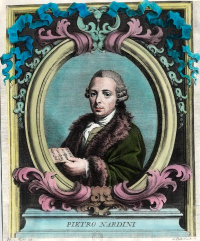 Portrét Pietra Nardiniho (1722 - 1793), italského houslisty a skladatele. Rytina 18. století. Soukromá sbírka. od Unknown artist
