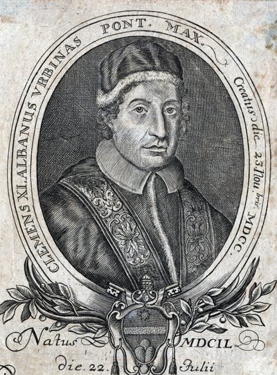 Portrét papeže Klementa XI. (Gianfrancesco Albani) (1649 - 1721), 241. papež. 18. století rytina od Unknown artist