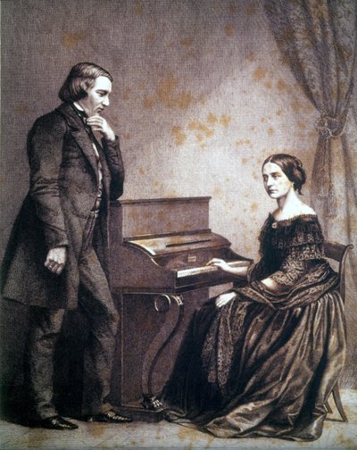 Portrét Roberta Schumanna (1810 - 1856), německého skladatele, a Clary Schumannové (1819 - 1896), německé klavíristky. od Unknown artist