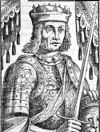 Portrét Rogera II z Hauteville (Ruggero Altavilla) (1097-1154), zakladatele monarchie na Sicílii. Xilografie 16. století. od Unknown artist