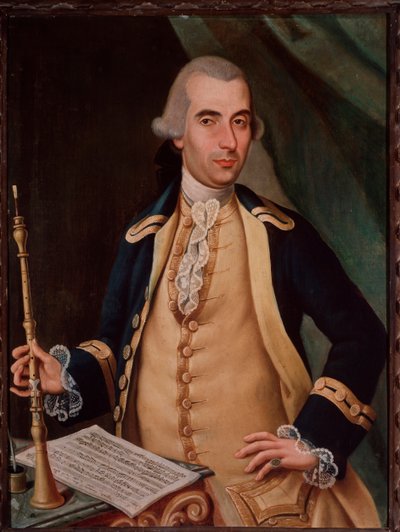 Portrét Sante Aguilara (asi 1734-1808) italský hobojista Anonymní obraz. Boloňské občanské bibliografické muzeum z 18. století od Unknown artist