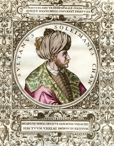 Portrét Solimana Nádherného (1494 - 1566) Sultan Osman. Rytina 16. století. Soukromá sbírka. od Unknown artist