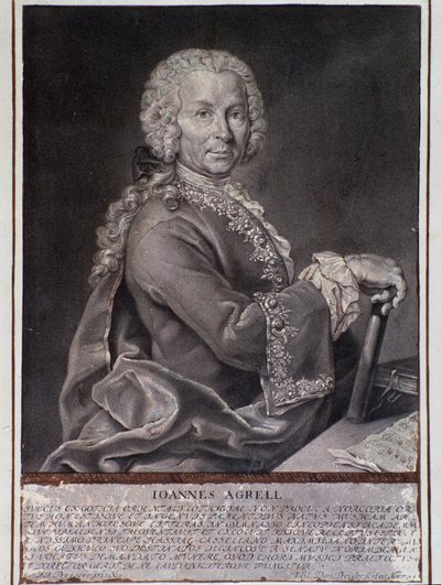 Portrét švédského skladatele a houslisty Johana Joachima Agrella (Graving od Unknown artist