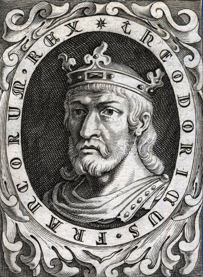 Portrét Thierryho II. (? - 613), krále Burgundska a Austrasie. od Unknown artist