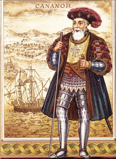 Portrét Vasco de Gama. Chromolitografie. od Unknown artist