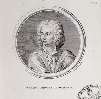 Portrét italského skladatele Attiliuse Ariosta (rytina od Unknown artist