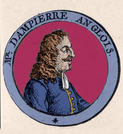 Portrét britského Bucaneera, mořeplavce a vědce Williama Dampiera (1652-1715). Rytina 19. století od Unknown artist