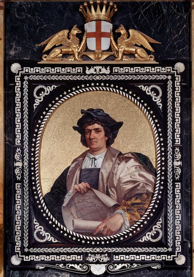 Portrét italského mořeplavce Kryštofa Kolumba (Christopher Columbus, Cristoforo Colombo, Cristobal Colon) (1451-1506) Mosaique od Unknown artist