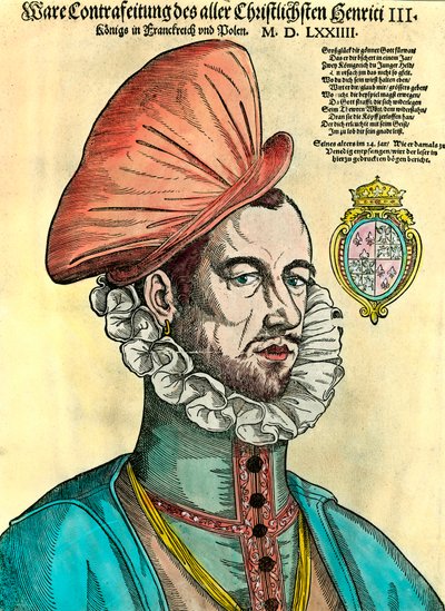 Portrét francouzského krále Jindřicha III. (1551 - 1589). rytina 16. století. od Unknown artist
