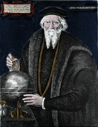 Portrét mořeplavce Sebastiana Cabota (Sebastien Cabot) (1476 - 1557), který se svým otcem objevil Labrador a Newfoundland. Rytina. od Unknown artist