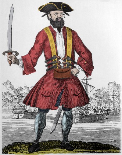Portrét piráta Edwarda Teacha dit Barbenoire (Černomous nebo Černovous od Unknown artist