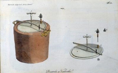 Tlakový hrnec (tlakový hrnec nebo rychlý hrnec). Deska převzata z "" Journal of Agriculture, Arts and Technics "" (Revue d