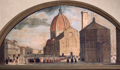 Procesí na náměstí katedrály Santa Maria del Fiore, Florencie (malba, kolem roku 1650) od Unknown artist