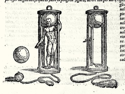 Projekt prvního skafandru Nicoli Fontany známého jako Tartaglia (1499 - 1557) v roce 1551. Rytina 16. století. od Unknown artist
