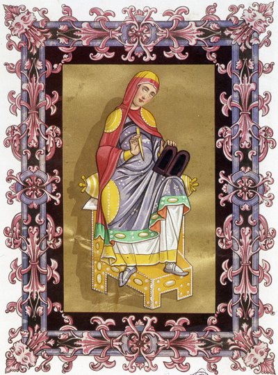 Radegonde (asi 520 - 587), královna Francie, manželka Clotaire (Clothaire) I. Chromolitografie 19. století založená na iluminaci. od Unknown artist