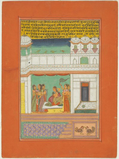 Ragini Bilaval, stránka ze sady Ragamala z Džajpuru od Unknown artist